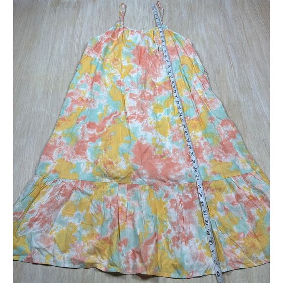 NWT Francesca's Blue Rain Boho Sunset Tie Dye Tiered Whimsical Midi Dress Medium - Picture 8 of 14